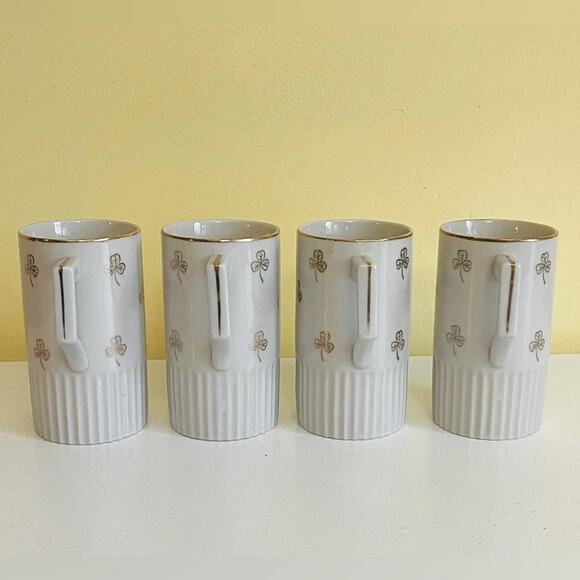 4 Vtg Irish Clover Porcelain Coffee Cups Saucers Japan Tea Cup, Mugs - Picture 6 of 14